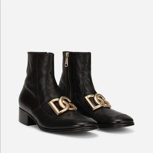 Dolce & Gabbana Nappa leather ankle boots with DG logo